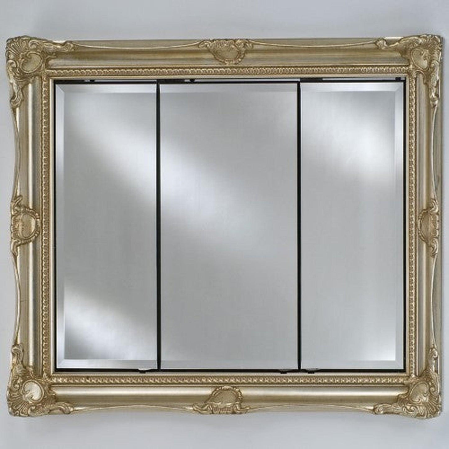 Afina Vanderbilt 42" x 34" Royale Antique Silver Recessed Medium Triple Door Medicine Cabinet