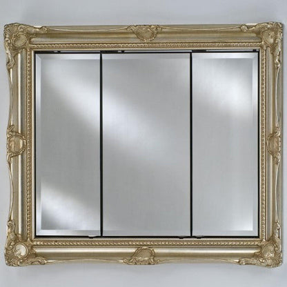 Afina Vanderbilt 42" x 34" Royale Antique Silver Recessed Medium Triple Door Medicine Cabinet