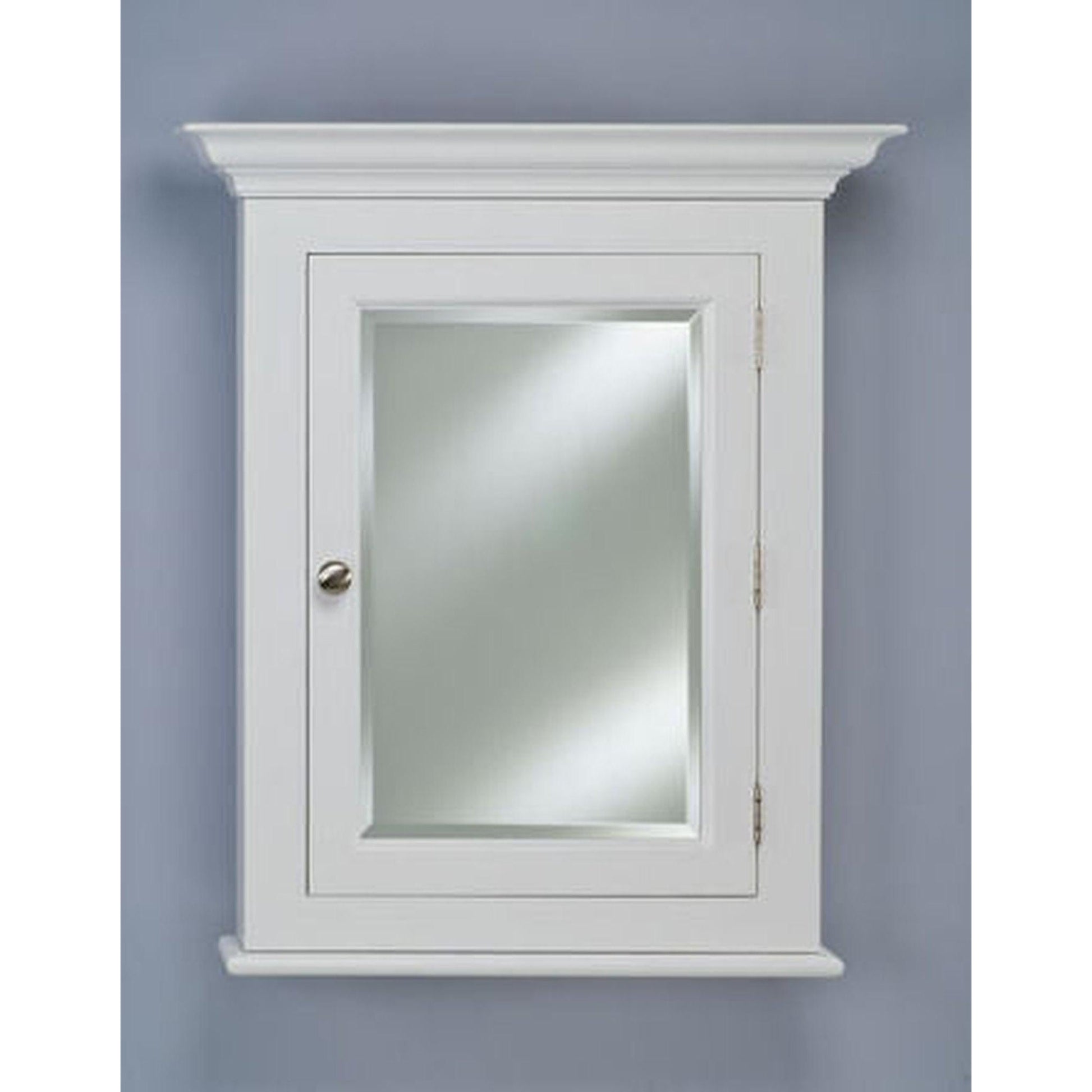 Afina Wilshire II Large White Semi-Recessed Right Hinged Single Door Medicine Cabinet With Beveled Edge Mirror