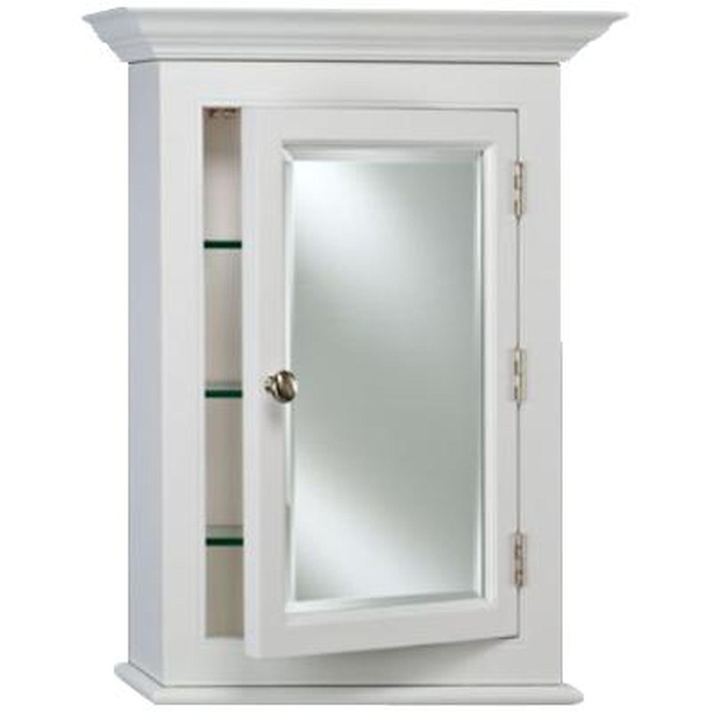 Afina Wilshire II Small White Semi-Recessed Right Hinged Single Door Medicine Cabinet With Beveled Edge Mirror