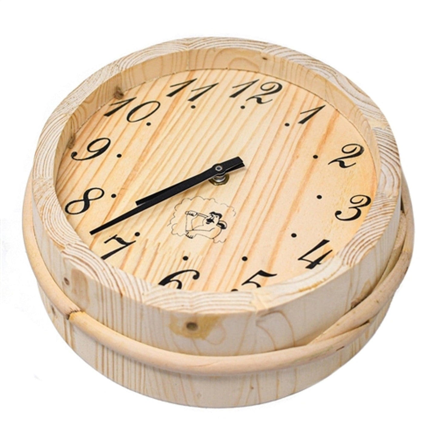 Aleko 8" Handcrafted Analog Sauna Clock Accessory in Pine Wood Finish