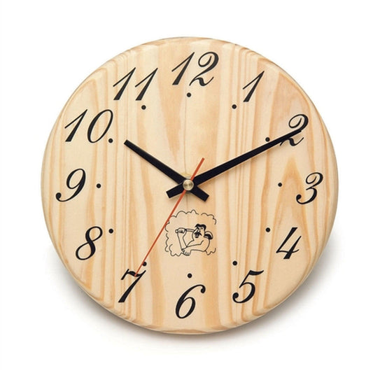 Aleko 8" Handcrafted Sleek Analog Sauna Clock Accessory in Pine Wood Finish