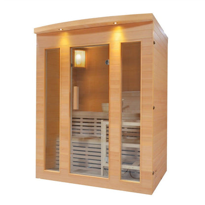Aleko Canadian Hemlock 5-Person Indoor Wet Dry Steam Sauna With 4.5 kW ETL Certified Heater and Exterior Lights