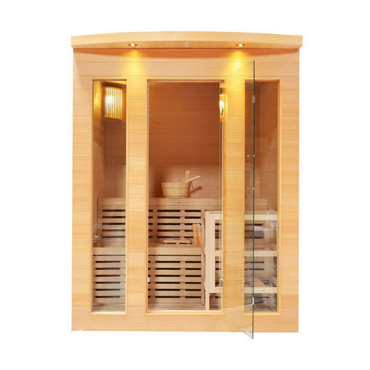 Aleko Canadian Hemlock 5-Person Indoor Wet Dry Steam Sauna With 4.5 kW ETL Certified Heater and Exterior Lights