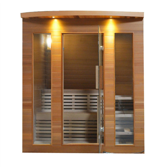 Aleko Clear Cedar 5-Person Indoor Wet Dry Sauna With Exterior Lights And 4.5 kW ETL Certified Heater