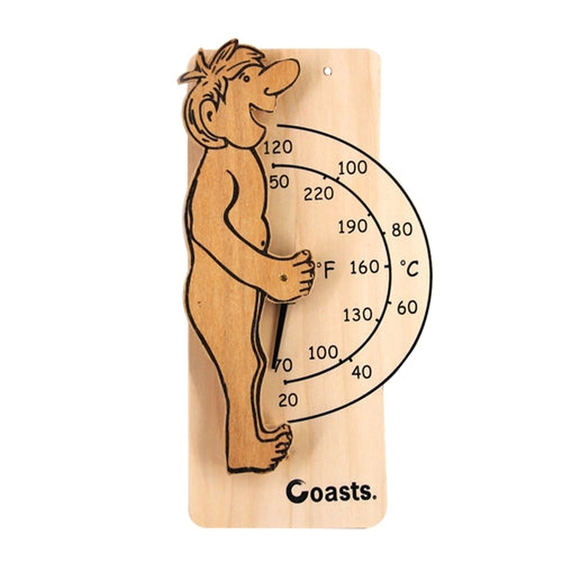 Aleko Coasts Wall-Mounted Sauna Thermometer in Fahrenheit in Pine Wood Finish