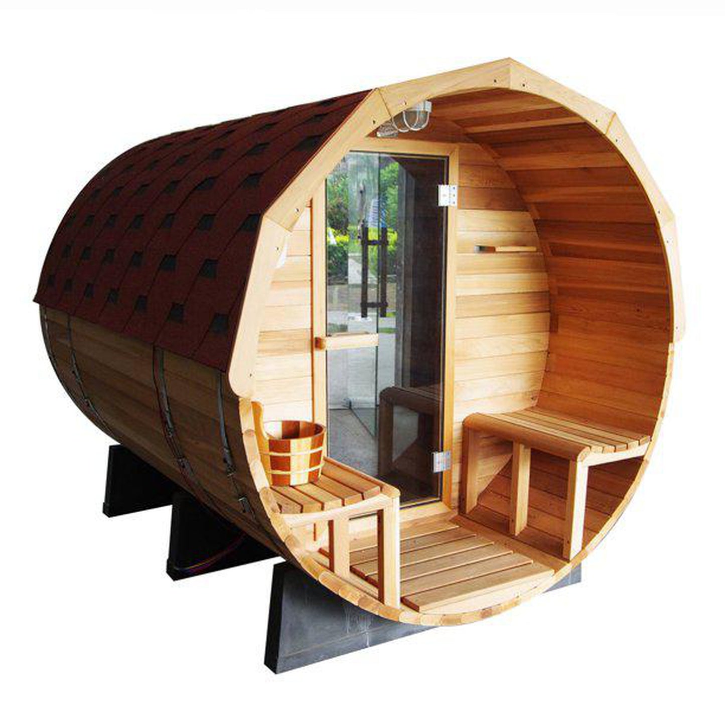 Aleko Red Cedar 5 Person Indoor/Outdoor Wet Dry Sauna With 4.5 kW ETL Certified Sauna Heater