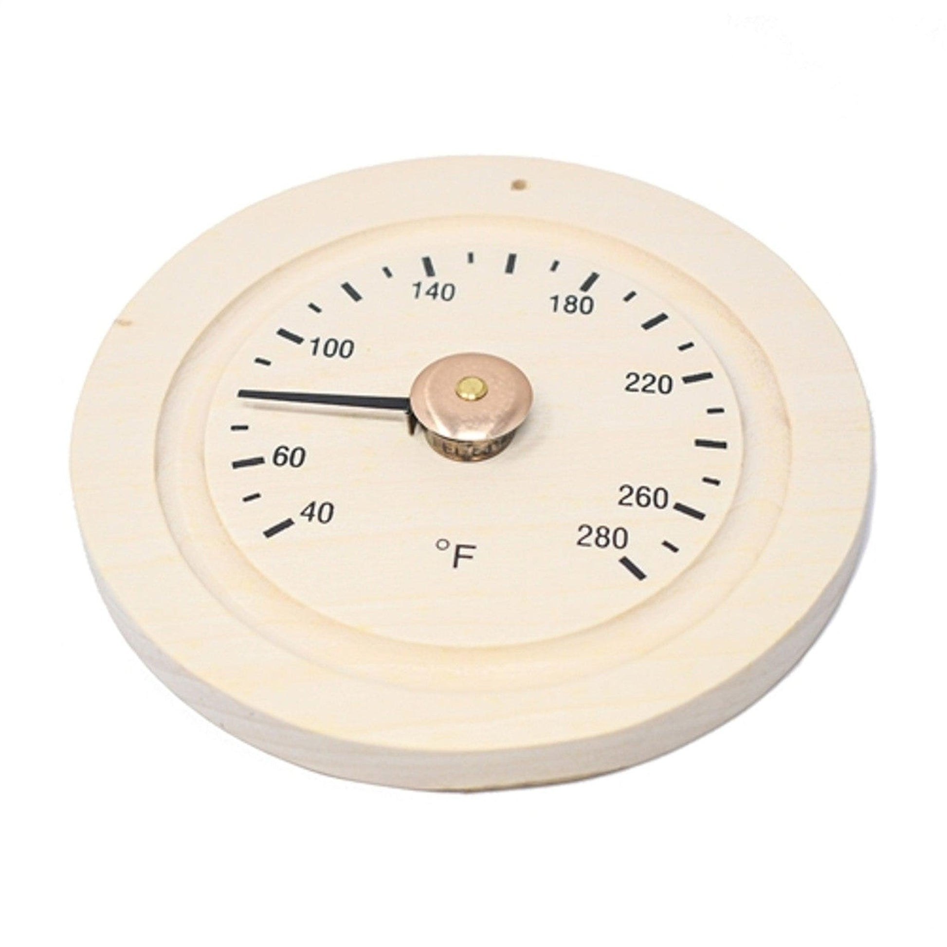 Aleko Round Thermometer Gage in Fahrenheit Sauna Accessory in Pine Wood Finish