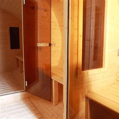 Aleko White Pine Barrel 6 Person Indoor/Outdoor Wet Dry Sauna With 8 kW ETL Certified Electric Sauna Heater