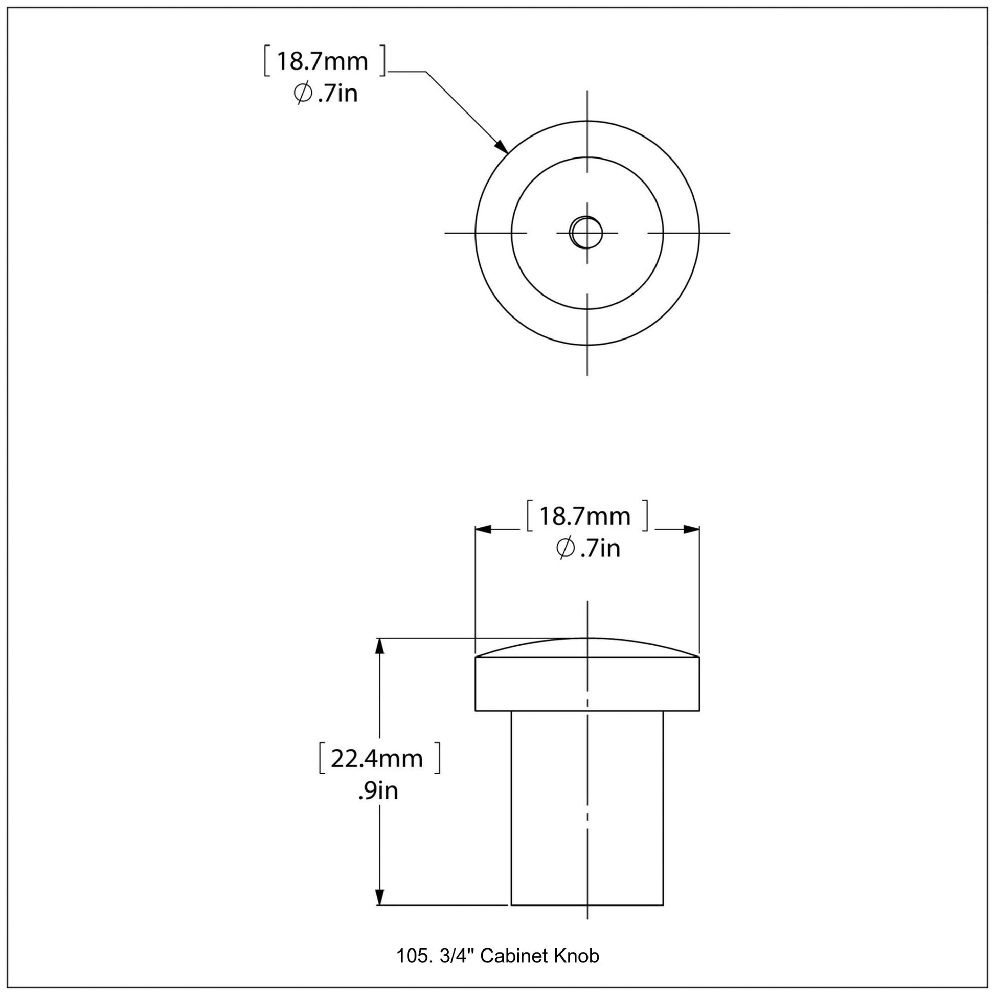 Allied Brass 105 0.75" Matte Gray Solid Brass Cabinet Knob