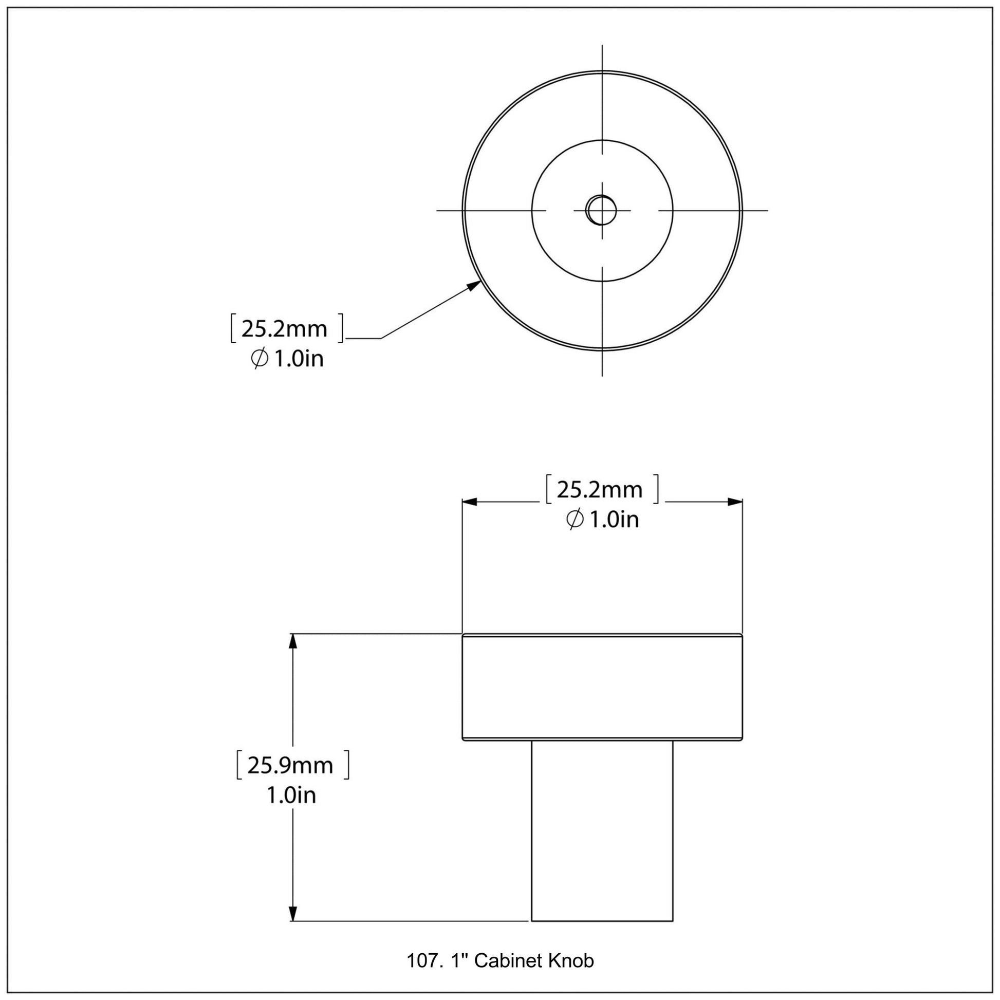 Allied Brass 107 1" Brushed Bronze Solid Brass Cabinet Knob