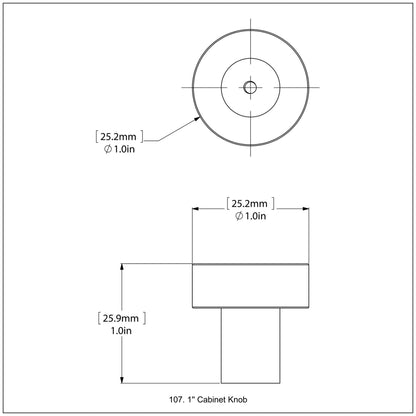 Allied Brass 107 1" Brushed Bronze Solid Brass Cabinet Knob