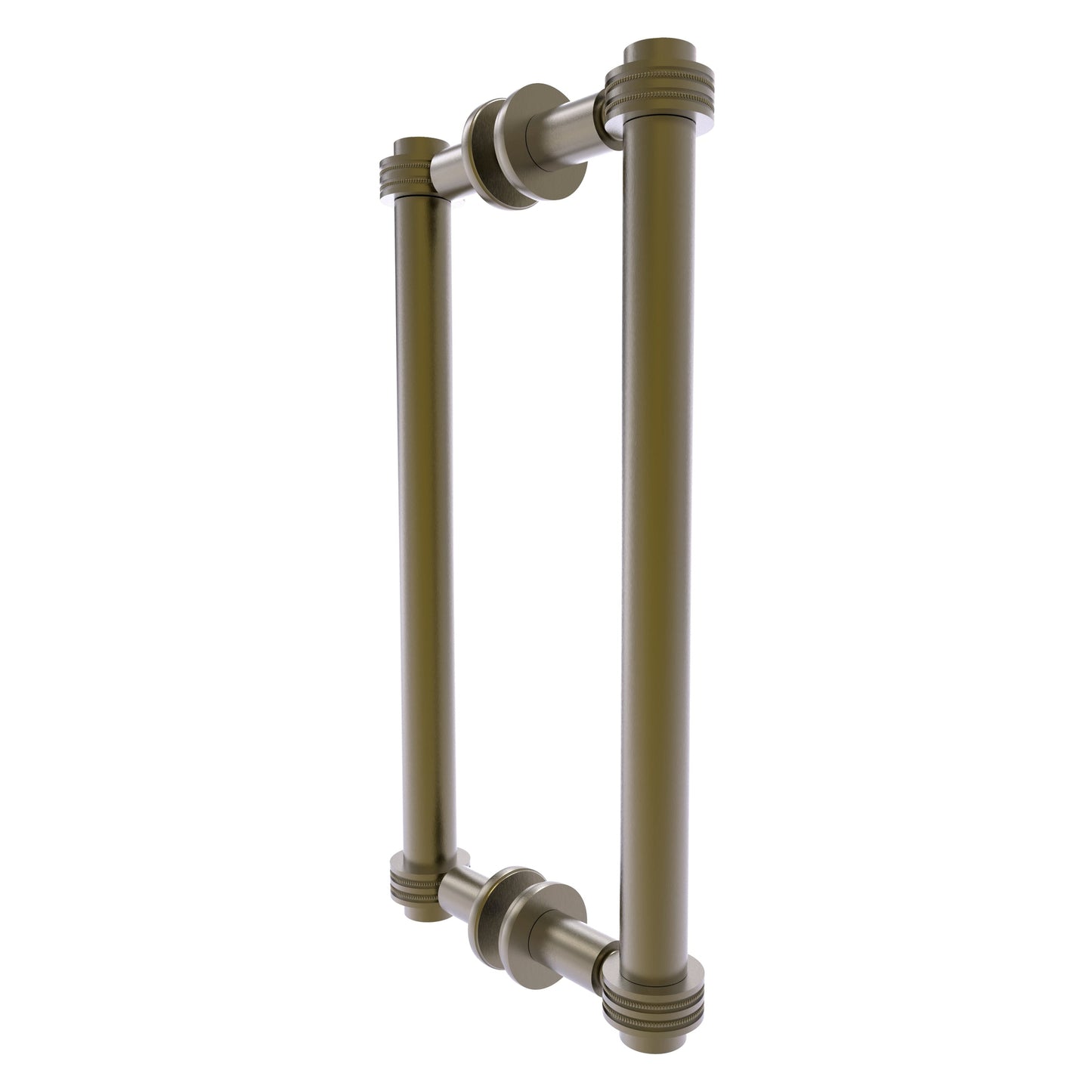 Allied Brass 404D-12BB 13.4" x 7.2" Antique Brass Solid Brass Back-to-Back Shower Door Pull with Dotted Accent