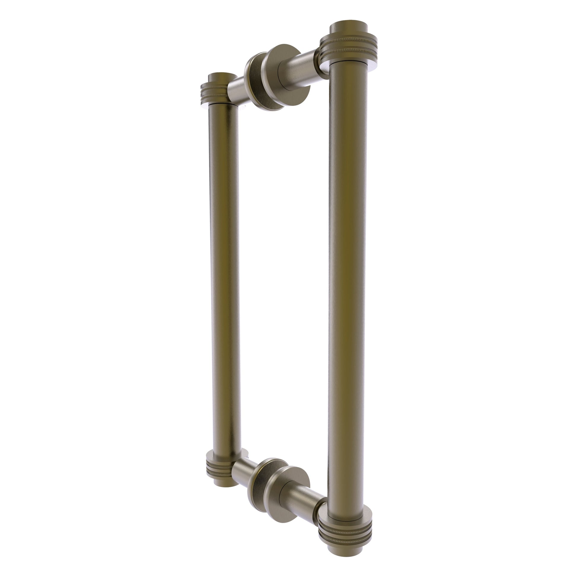 Allied Brass 404D-12BB 13.4" x 7.2" Antique Brass Solid Brass Back-to-Back Shower Door Pull with Dotted Accent