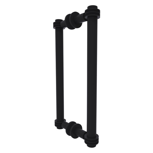 Allied Brass 404D-12BB 13.4" x 7.2" Matte Black Solid Brass Back-to-Back Shower Door Pull with Dotted Accent