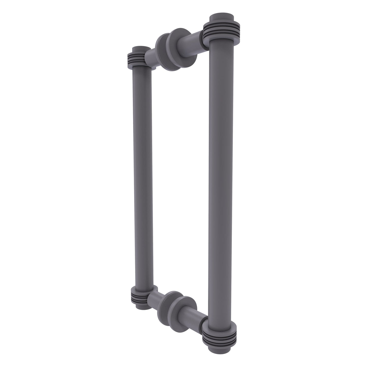 Allied Brass 404D-12BB 13.4" x 7.2" Matte Gray Solid Brass Back-to-Back Shower Door Pull with Dotted Accent