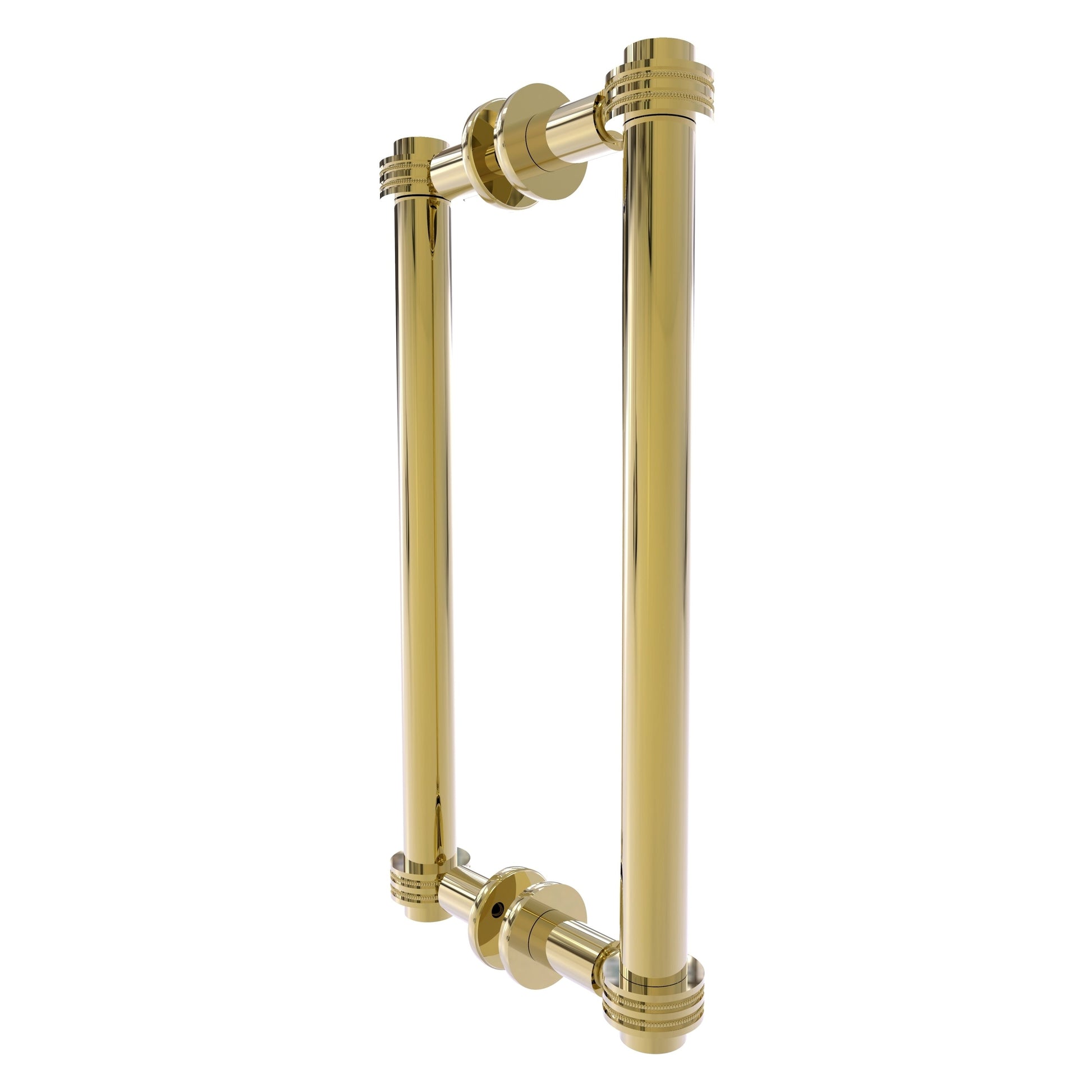 Allied Brass 404D-12BB 13.4" x 7.2" Unlacquered Brass Solid Brass Back-to-Back Shower Door Pull with Dotted Accent