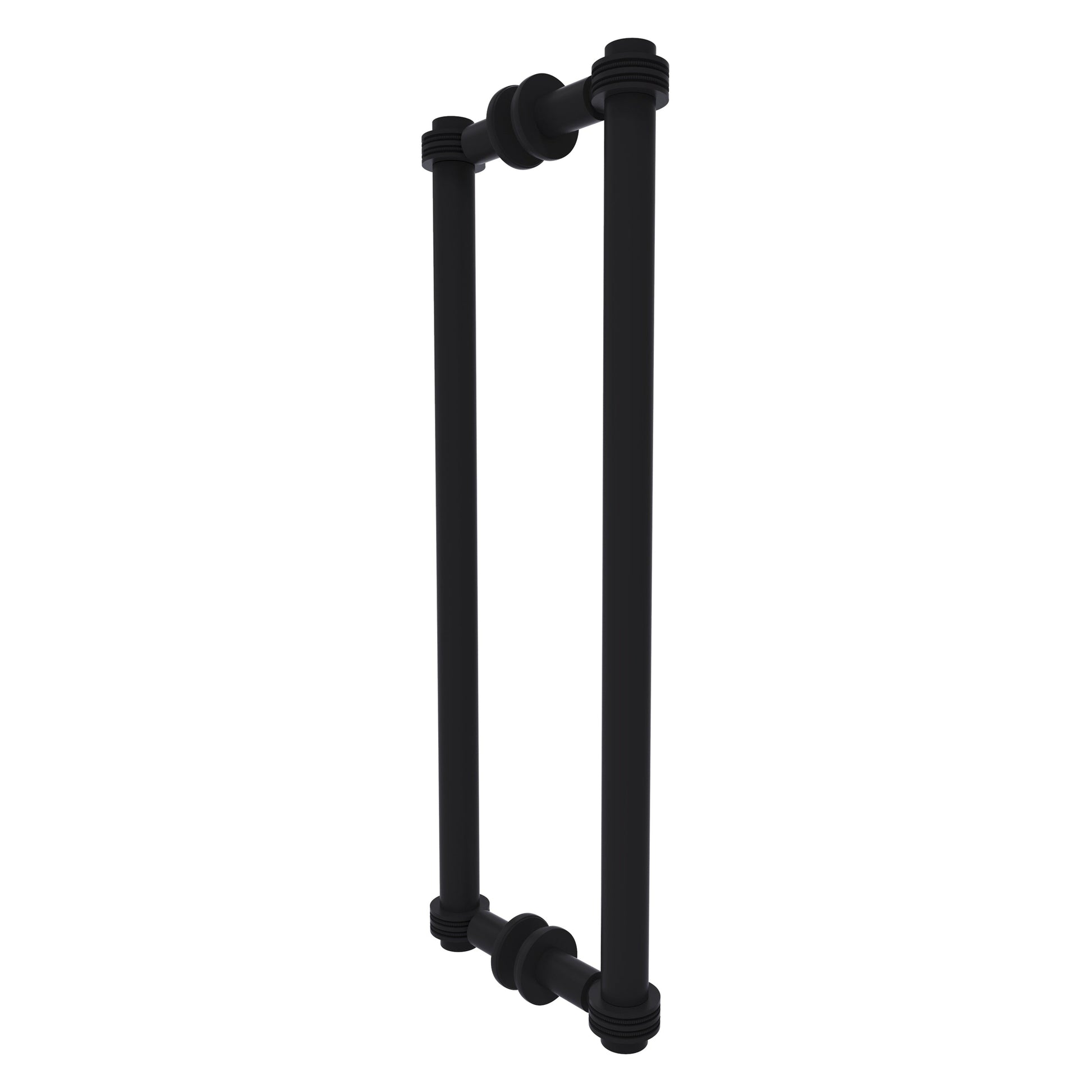 Allied Brass 404D-18BB 19.4" x 7.2" Matte Black Solid Brass Back-to-Back Shower Door Pull with Dotted Accent