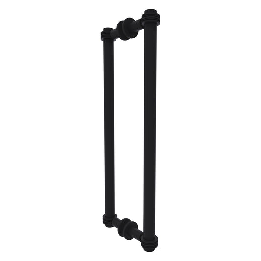 Allied Brass 404D-18BB 19.4" x 7.2" Matte Black Solid Brass Back-to-Back Shower Door Pull with Dotted Accent