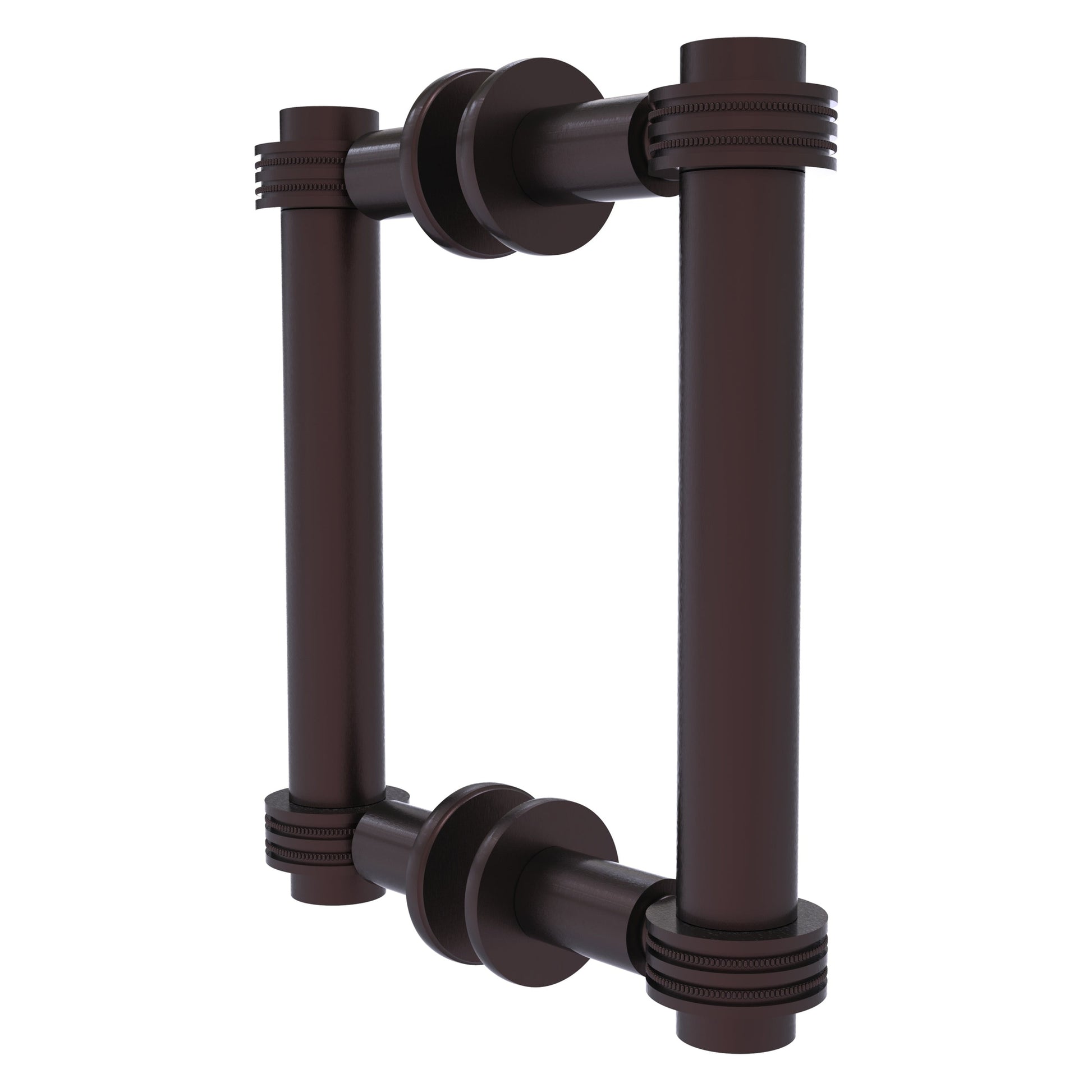 Allied Brass 404D-6BB 7.4" x 7.2" Antique Bronze Solid Brass Back-to-Back Shower Door Pull with Dotted Accent