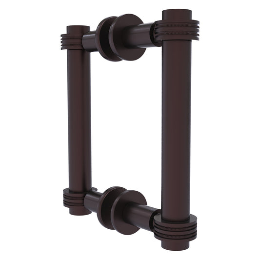 Allied Brass 404D-6BB 7.4" x 7.2" Antique Bronze Solid Brass Back-to-Back Shower Door Pull with Dotted Accent