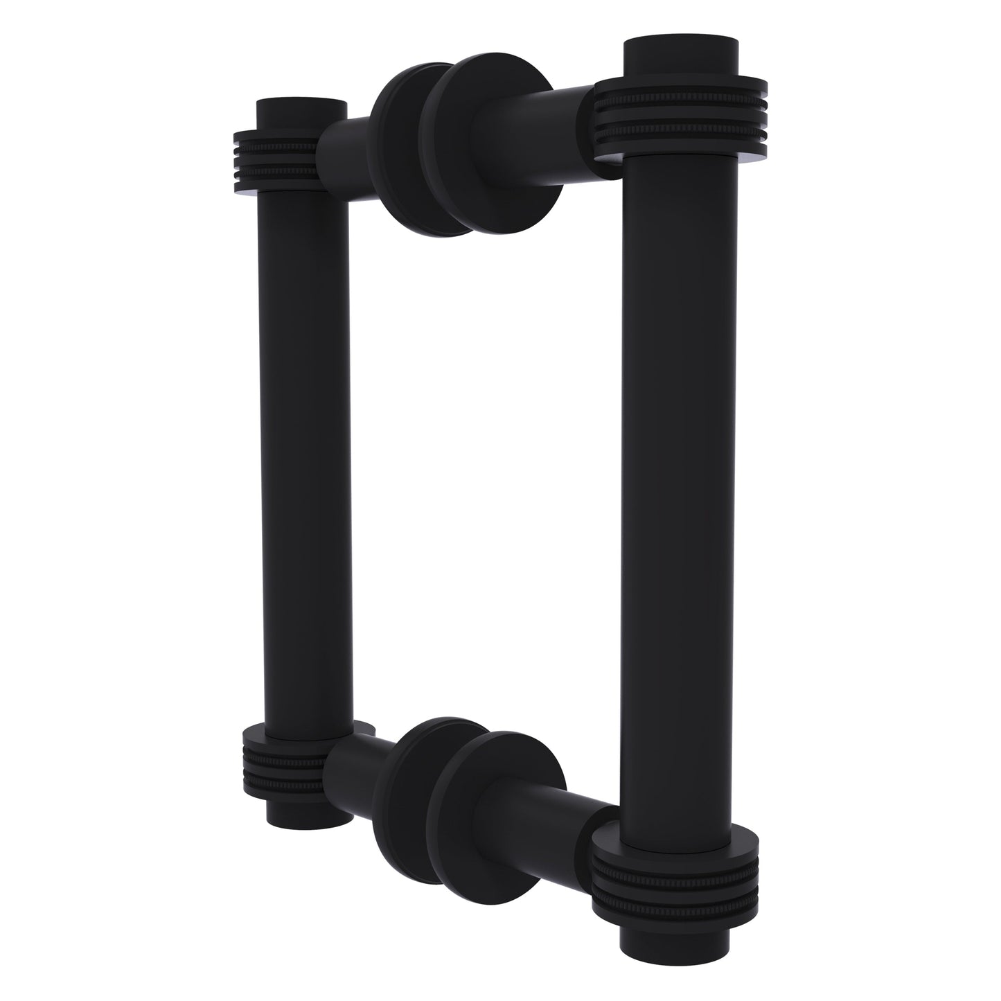 Allied Brass 404D-6BB 7.4" x 7.2" Matte Black Solid Brass Back-to-Back Shower Door Pull with Dotted Accent