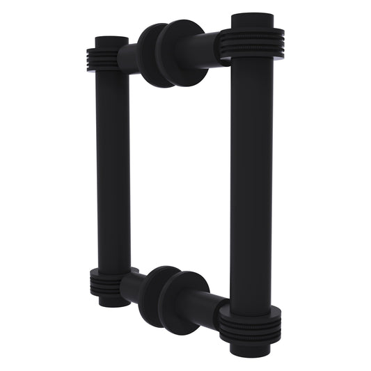 Allied Brass 404D-6BB 7.4" x 7.2" Matte Black Solid Brass Back-to-Back Shower Door Pull with Dotted Accent