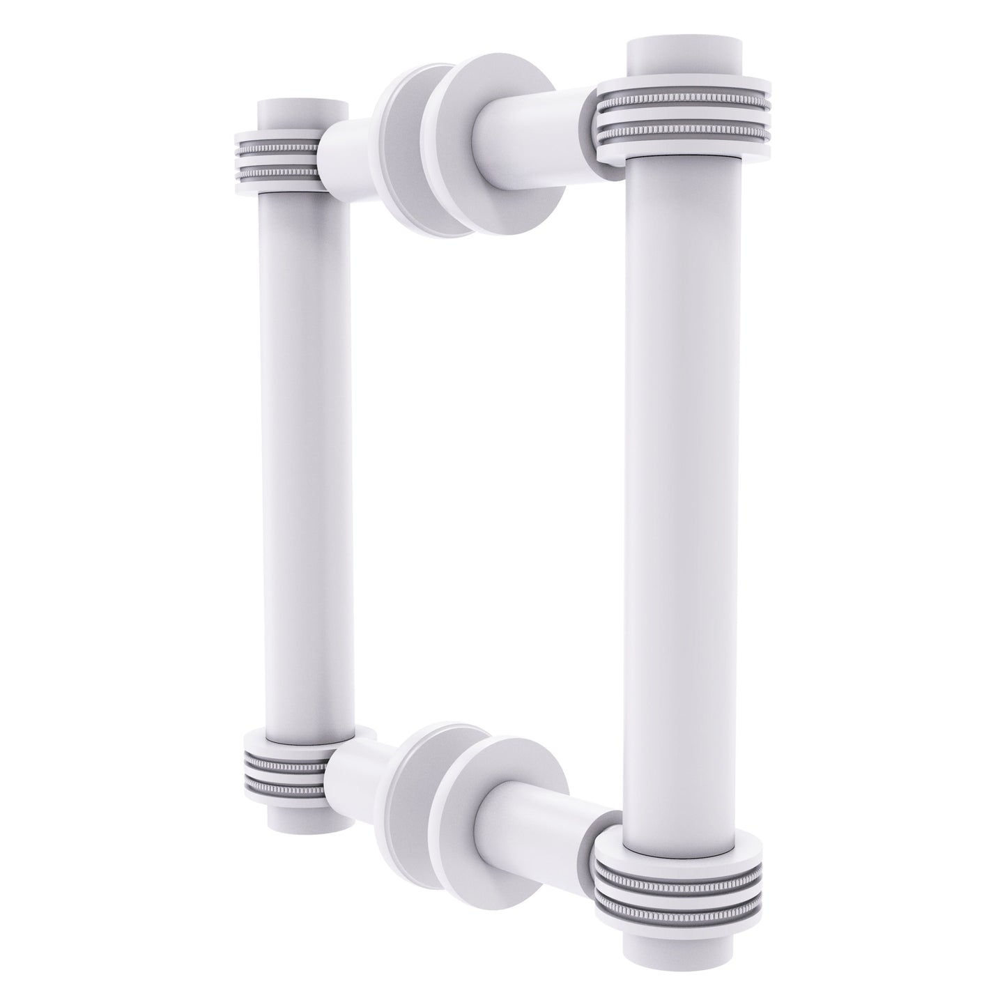 Allied Brass 404D-6BB 7.4" x 7.2" Matte White Solid Brass Back-to-Back Shower Door Pull with Dotted Accent