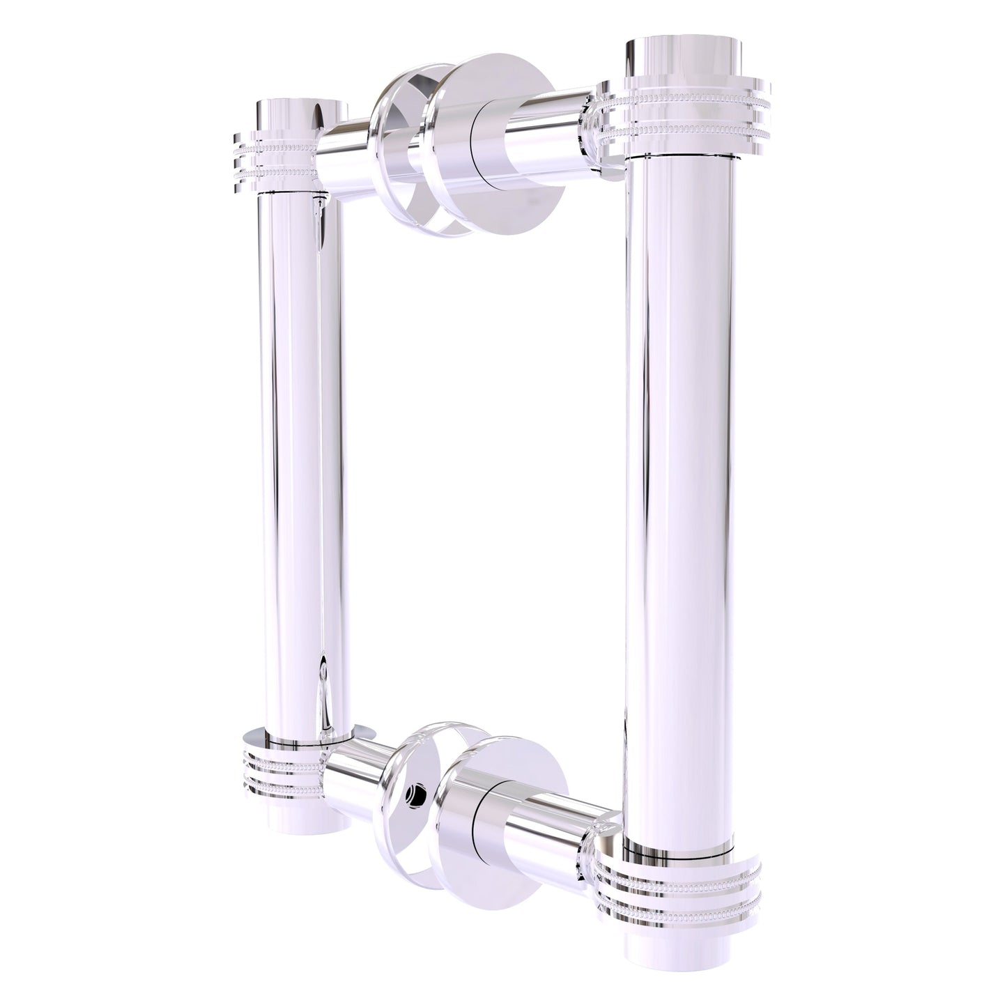 Allied Brass 404D-6BB 7.4" x 7.2" Polished Chrome Solid Brass Back-to-Back Shower Door Pull with Dotted Accent