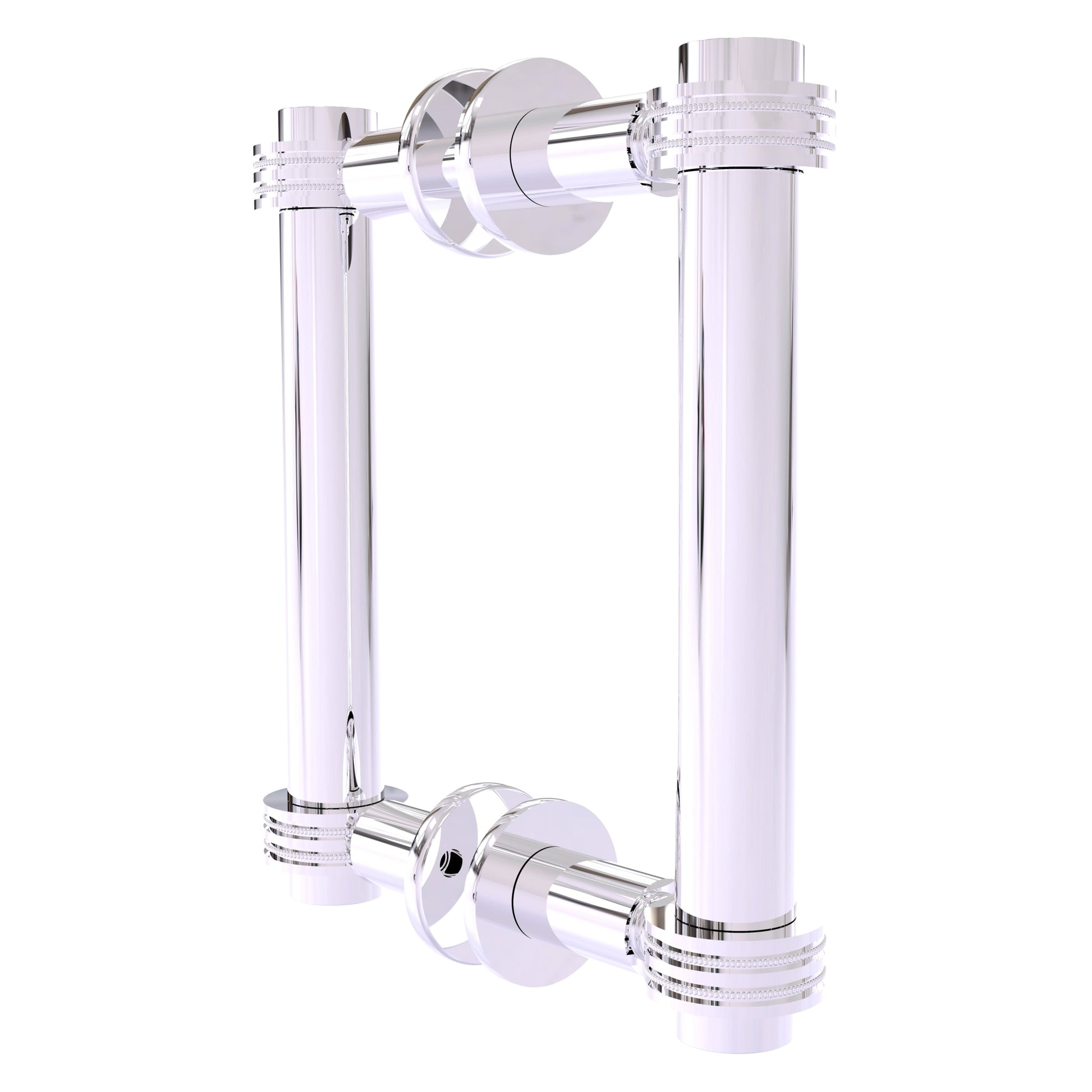 Allied Brass 404D-6BB 7.4" x 7.2" Polished Chrome Solid Brass Back-to-Back Shower Door Pull with Dotted Accent