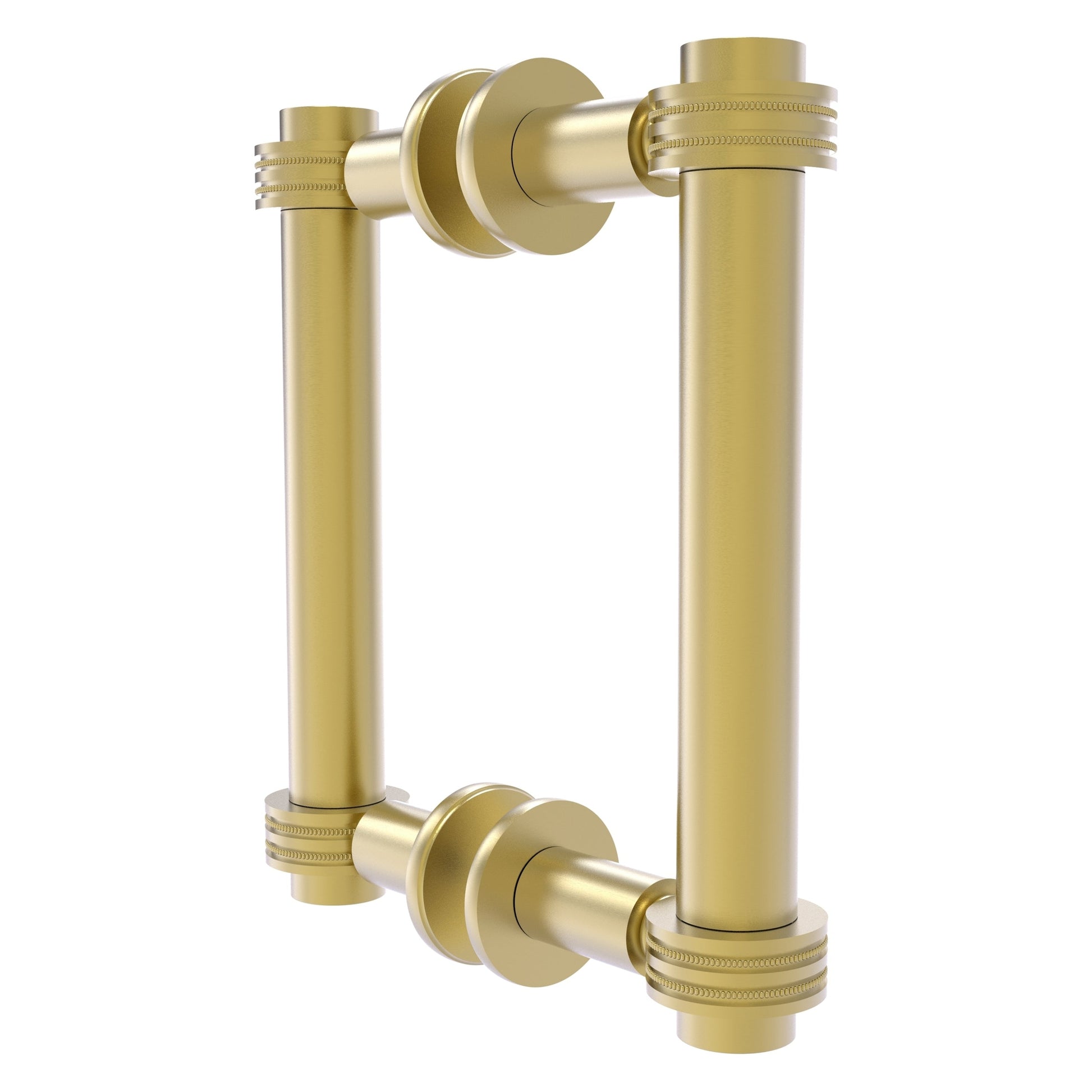 Allied Brass 404D-6BB 7.4" x 7.2" Satin Brass Solid Brass Back-to-Back Shower Door Pull with Dotted Accent