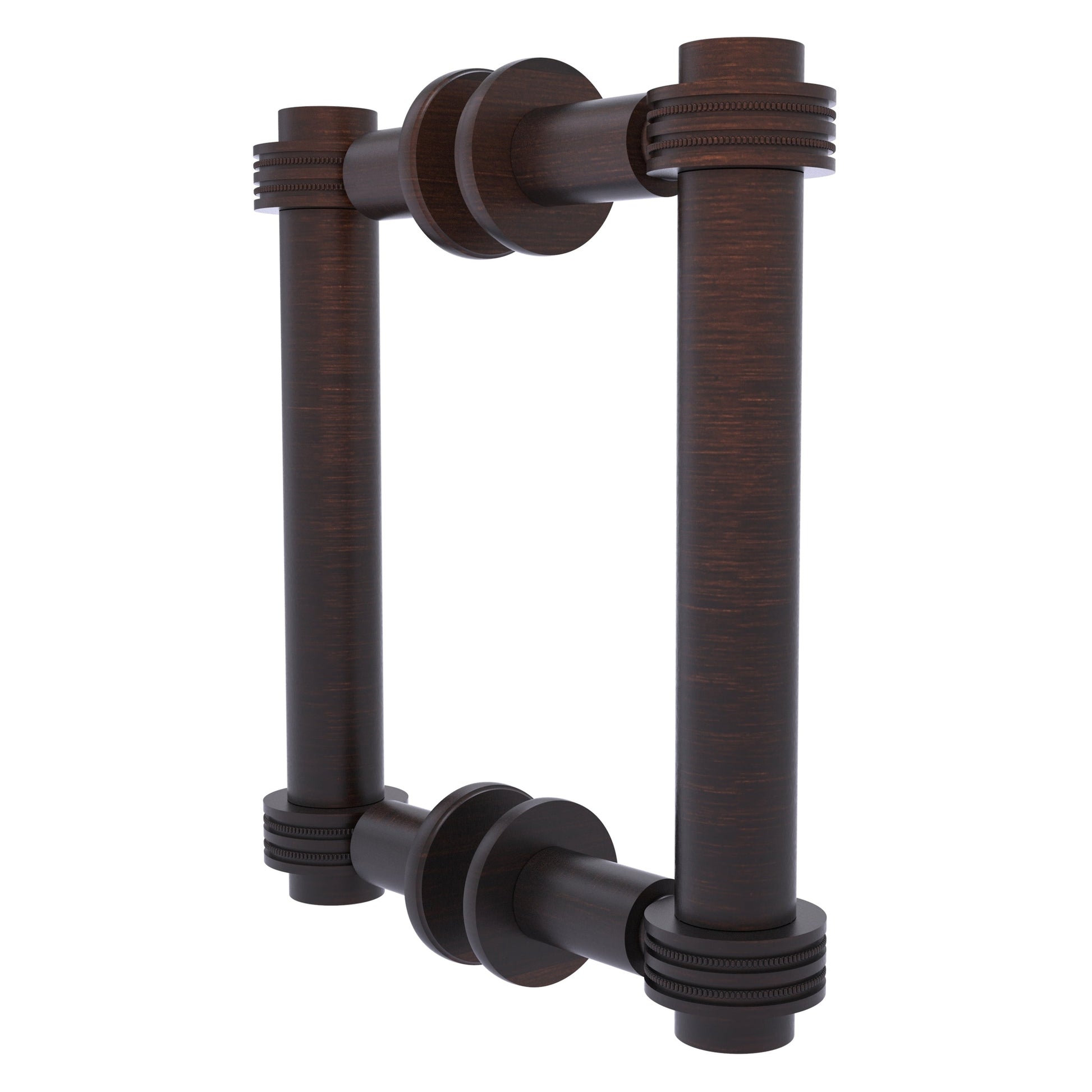 Allied Brass 404D-6BB 7.4" x 7.2" Venetian Bronze Solid Brass Back-to-Back Shower Door Pull with Dotted Accent