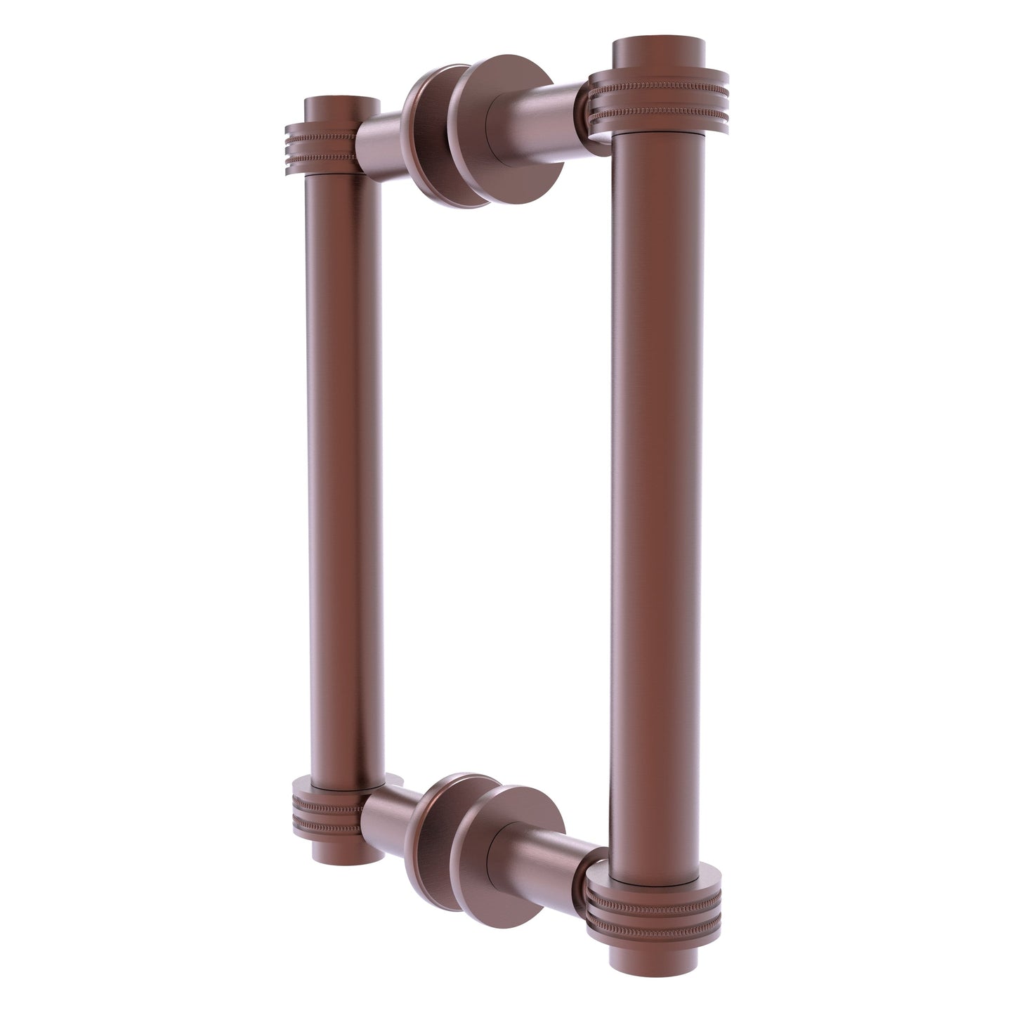 Allied Brass 404D-8BB 9.4" x 7.2" Antique Copper Solid Brass Back-to-Back Shower Door Pull with Dotted Accent