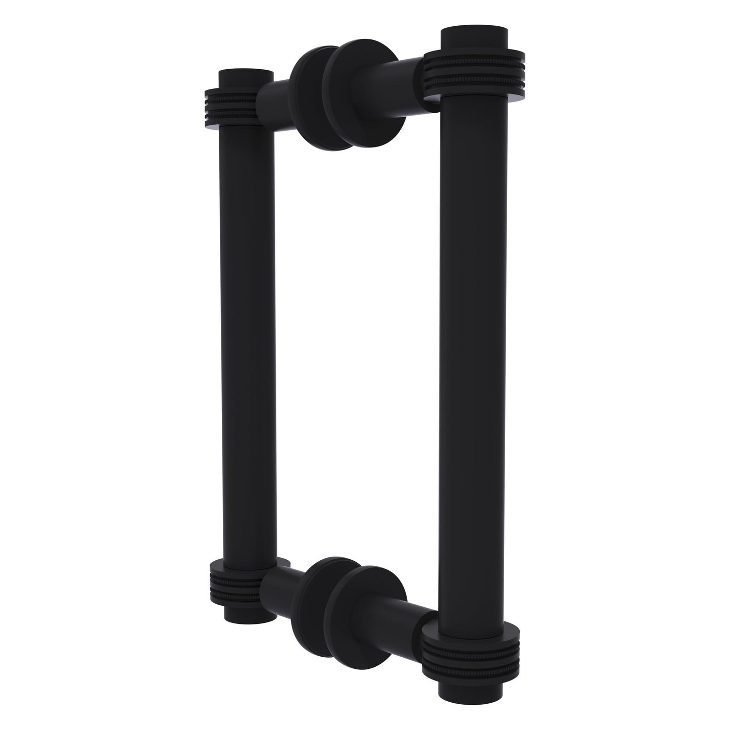 Allied Brass 404D-8BB 9.4" x 7.2" Matte Black Solid Brass Back-to-Back Shower Door Pull with Dotted Accent