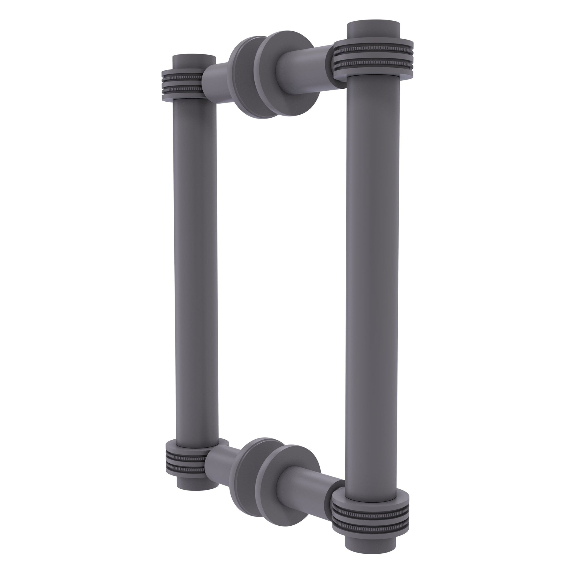 Allied Brass 404D-8BB 9.4" x 7.2" Matte Gray Solid Brass Back-to-Back Shower Door Pull with Dotted Accent