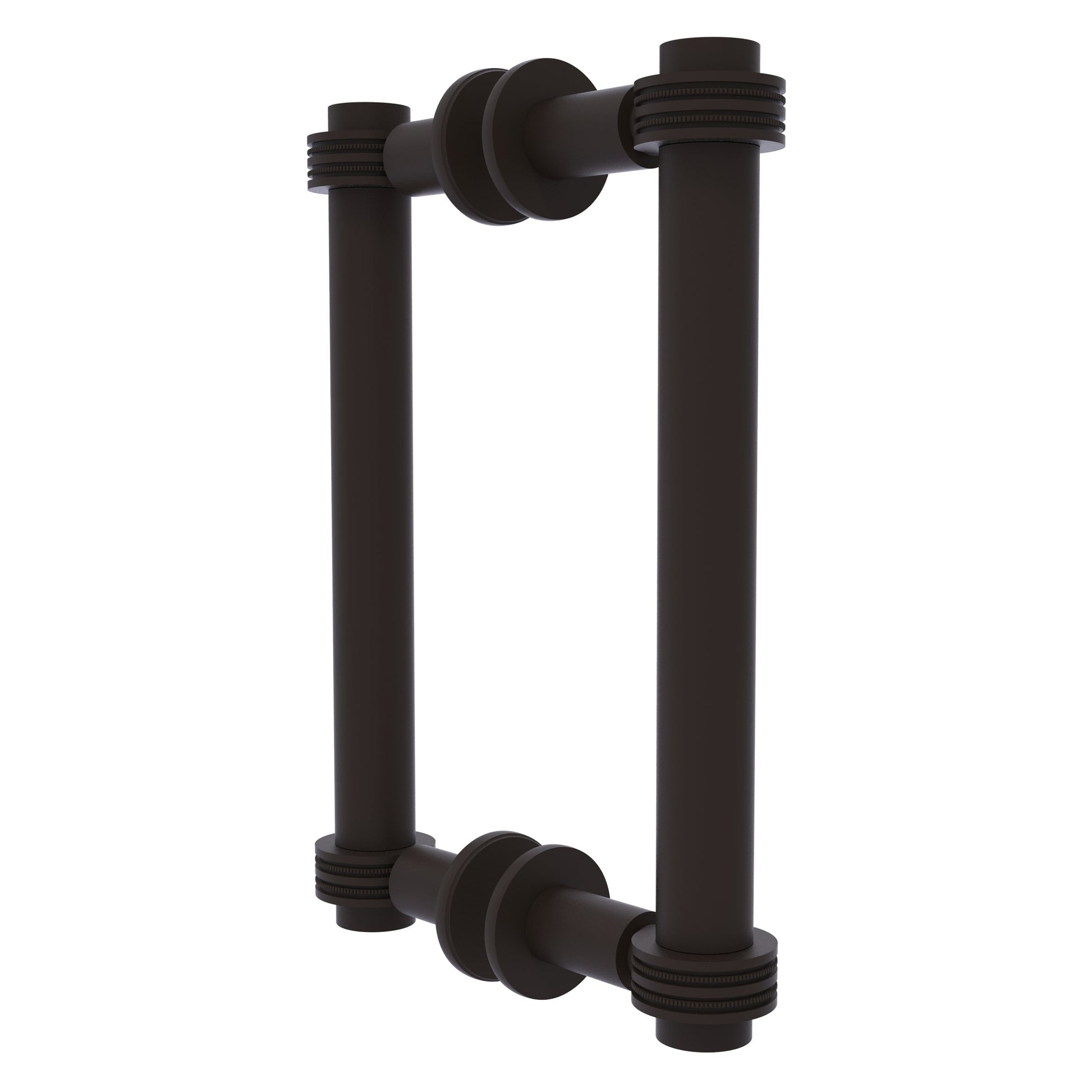 Allied Brass 404D-8BB 9.4" x 7.2" Oil Rubbed Bronze Solid Brass Back-to-Back Shower Door Pull with Dotted Accent