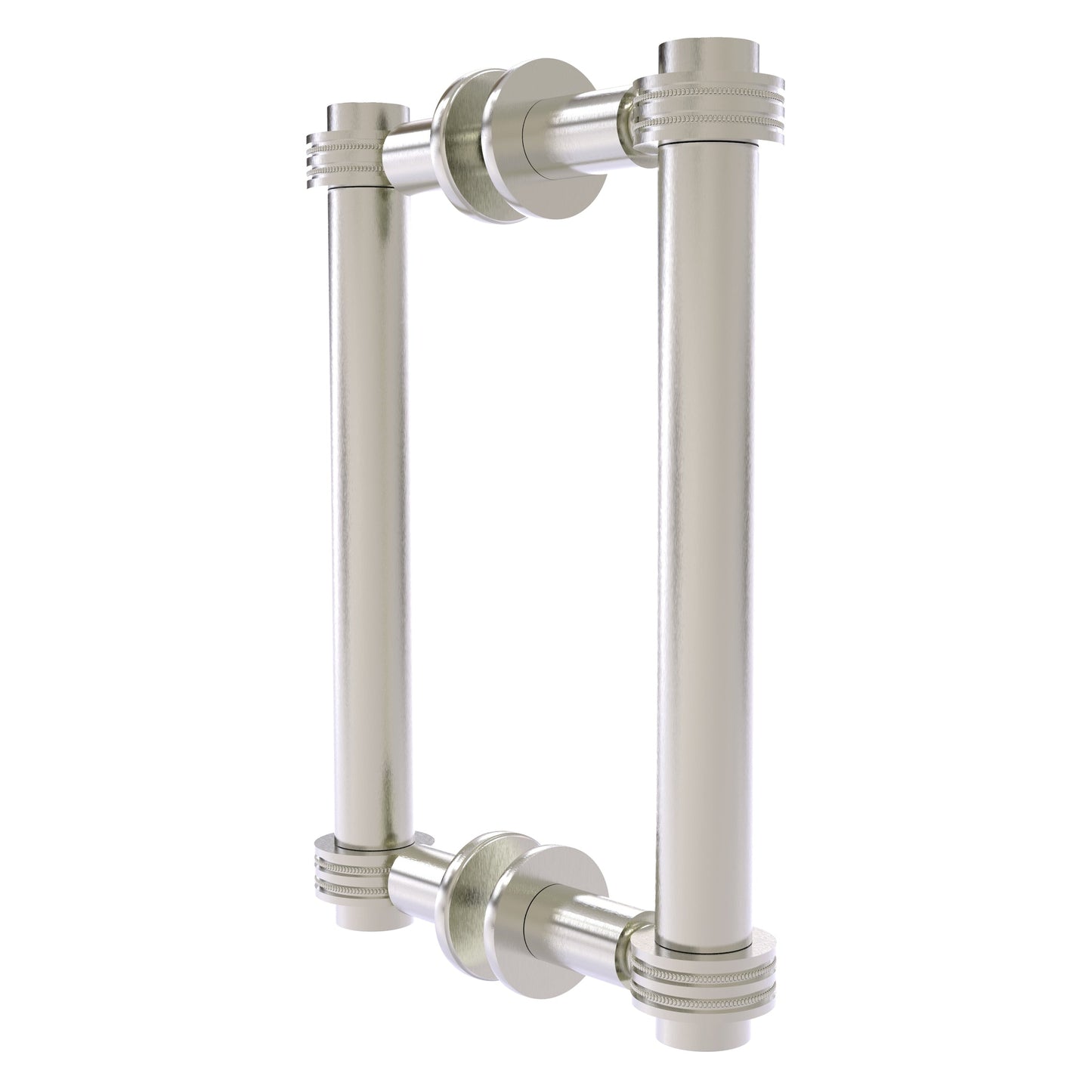 Allied Brass 404D-8BB 9.4" x 7.2" Satin Nickel Solid Brass Back-to-Back Shower Door Pull with Dotted Accent