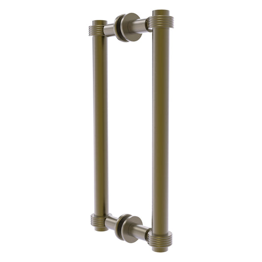 Allied Brass 404G-12BB 13.4" x 7.2" Antique Brass Solid Brass Back-to-Back Shower Door Pull with Grooved Accent