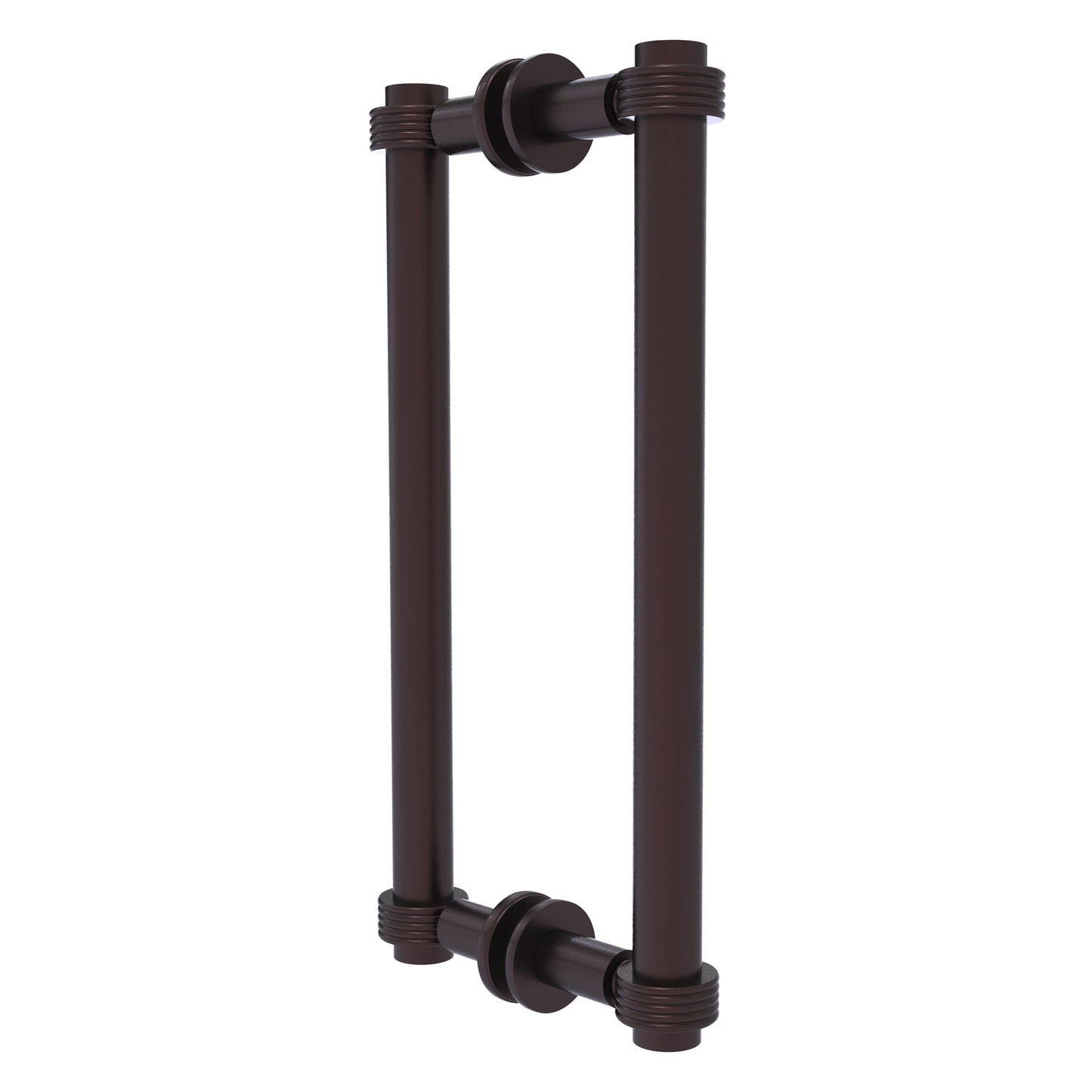 Allied Brass 404G-12BB 13.4" x 7.2" Antique Bronze Solid Brass Back-to-Back Shower Door Pull with Grooved Accent