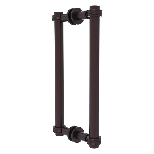 Allied Brass 404G-12BB 13.4" x 7.2" Antique Bronze Solid Brass Back-to-Back Shower Door Pull with Grooved Accent