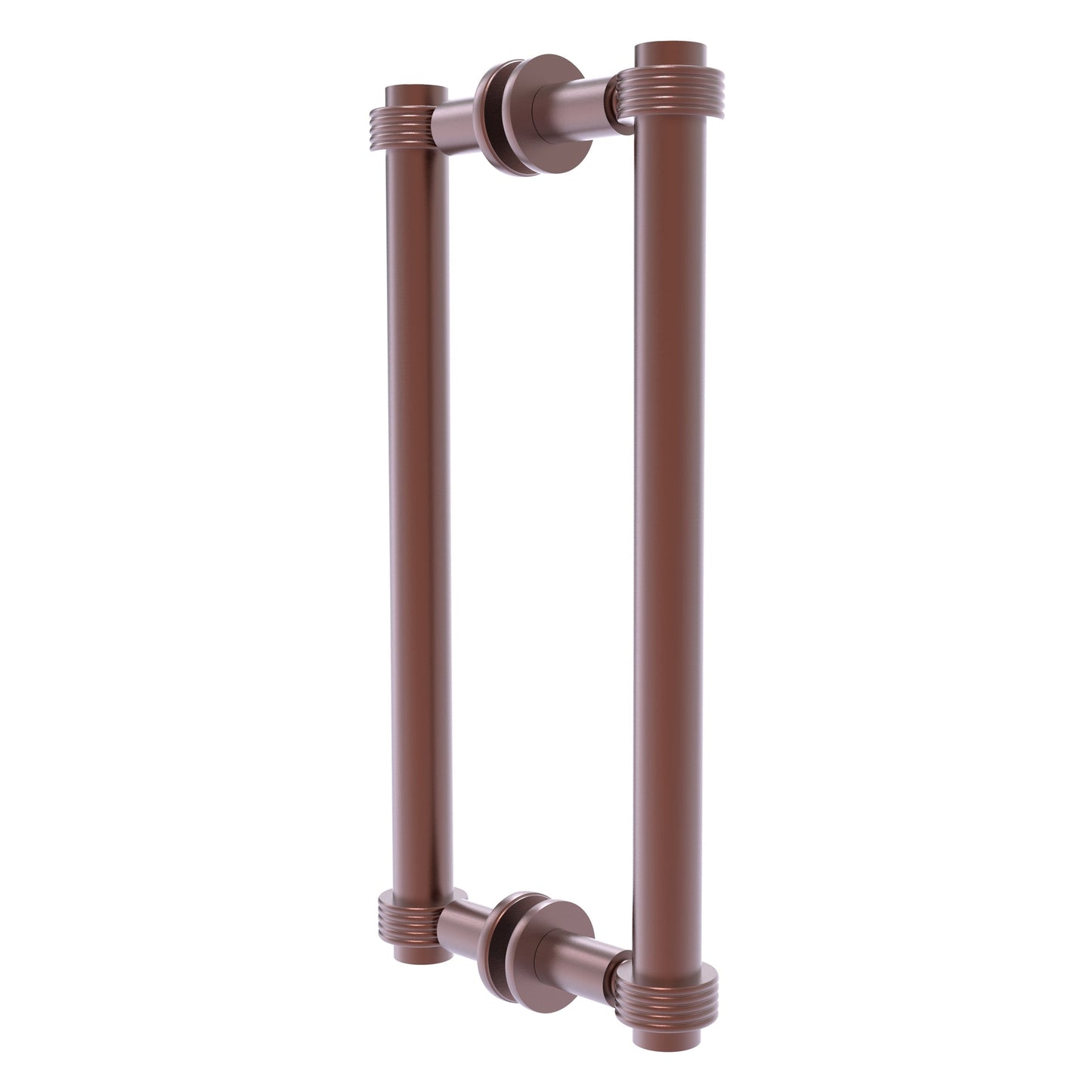 Allied Brass 404G-12BB 13.4" x 7.2" Antique Copper Solid Brass Back-to-Back Shower Door Pull with Grooved Accent