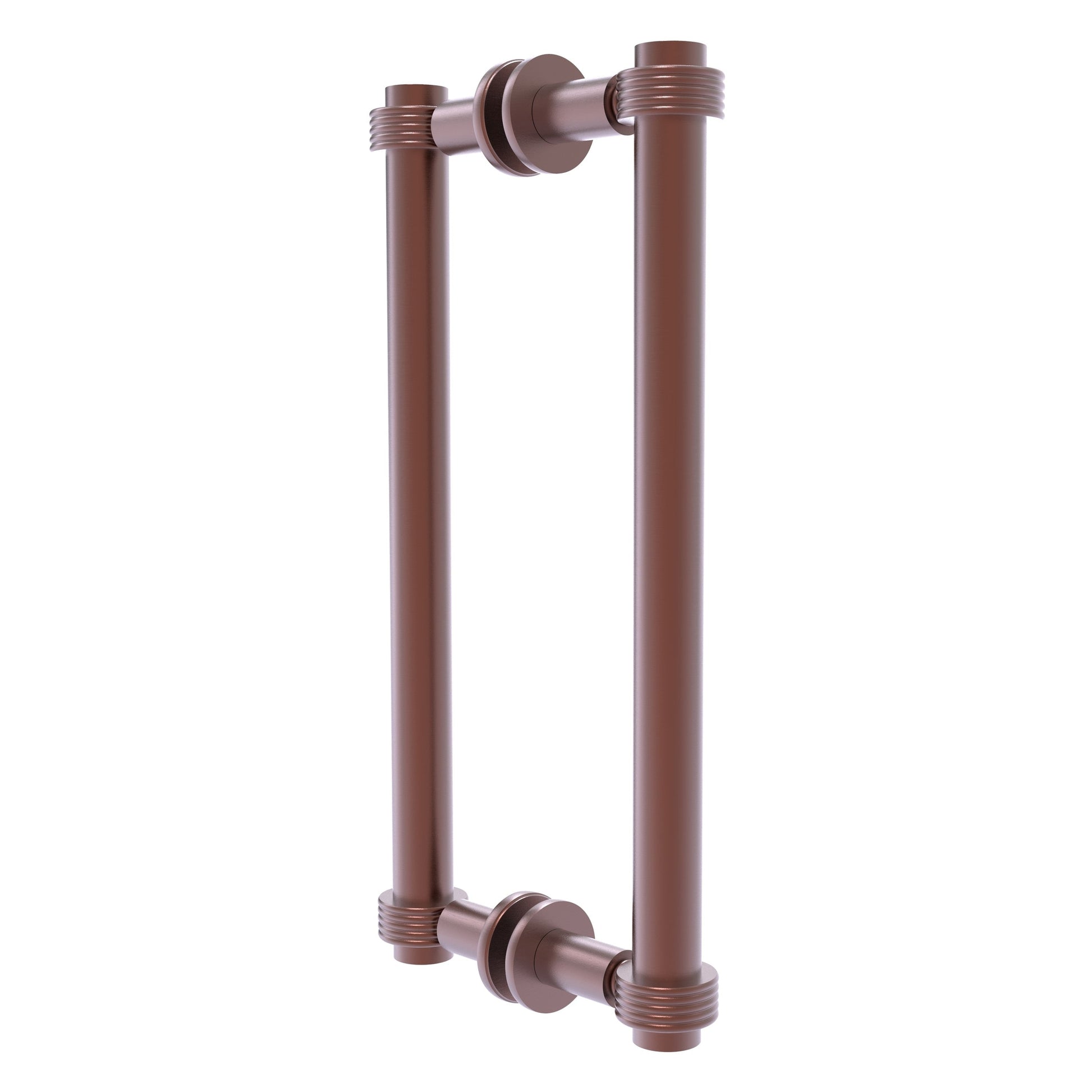 Allied Brass 404G-12BB 13.4" x 7.2" Antique Copper Solid Brass Back-to-Back Shower Door Pull with Grooved Accent