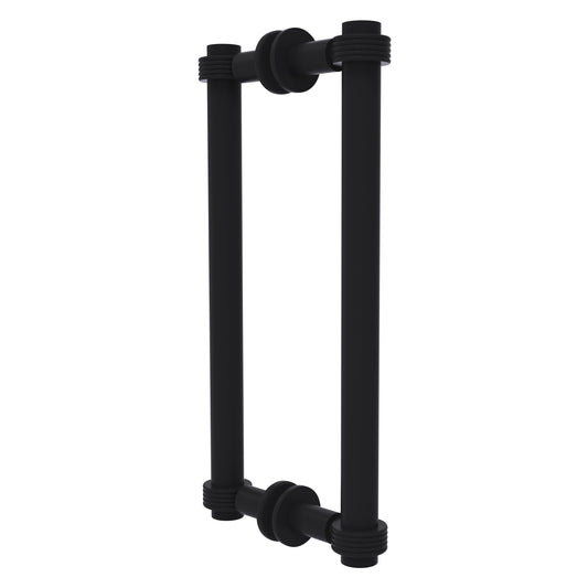 Allied Brass 404G-12BB 13.4" x 7.2" Matte Black Solid Brass Back-to-Back Shower Door Pull with Grooved Accent