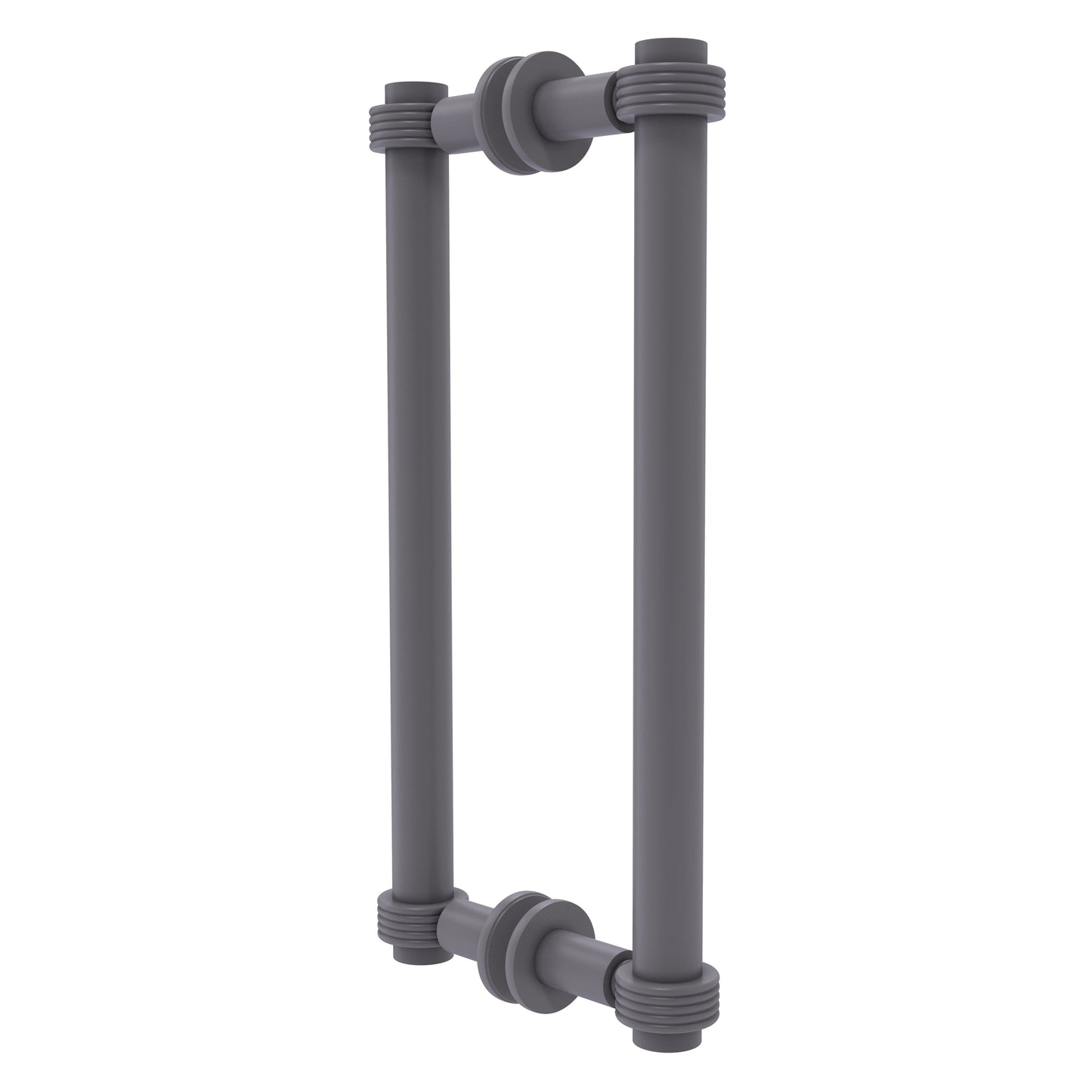Allied Brass 404G-12BB 13.4" x 7.2" Matte Gray Solid Brass Back-to-Back Shower Door Pull with Grooved Accent