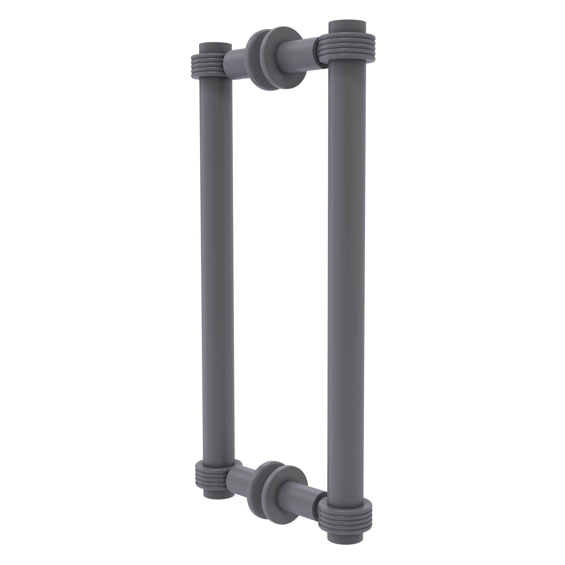 Allied Brass 404G-12BB 13.4" x 7.2" Matte Gray Solid Brass Back-to-Back Shower Door Pull with Grooved Accent