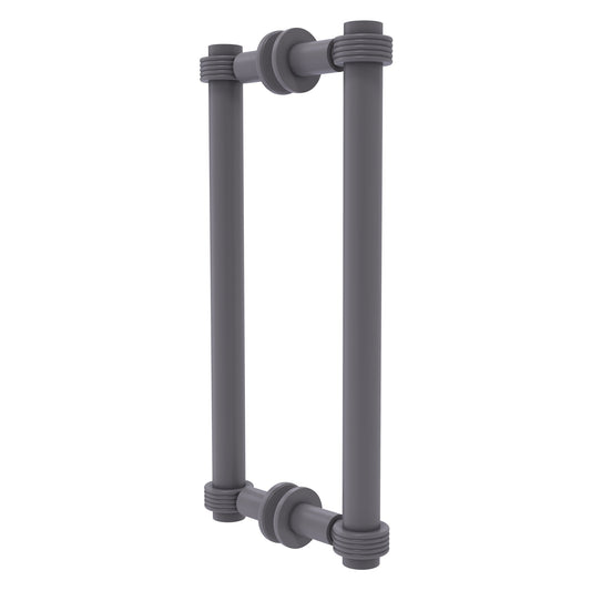 Allied Brass 404G-12BB 13.4" x 7.2" Matte Gray Solid Brass Back-to-Back Shower Door Pull with Grooved Accent