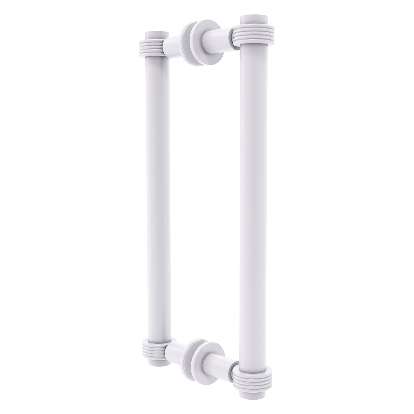 Allied Brass 404G-12BB 13.4" x 7.2" Matte White Solid Brass Back-to-Back Shower Door Pull with Grooved Accent