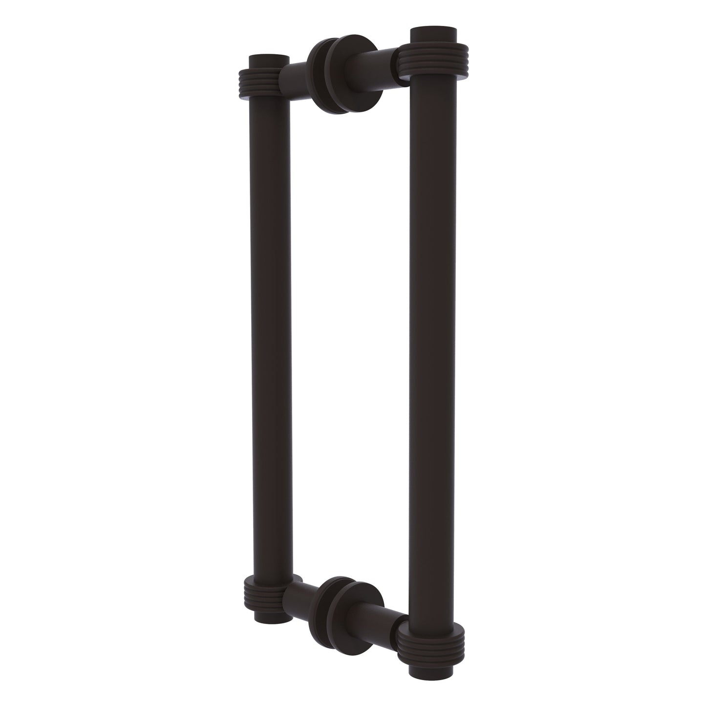 Allied Brass 404G-12BB 13.4" x 7.2" Oil Rubbed Bronze Solid Brass Back-to-Back Shower Door Pull with Grooved Accent
