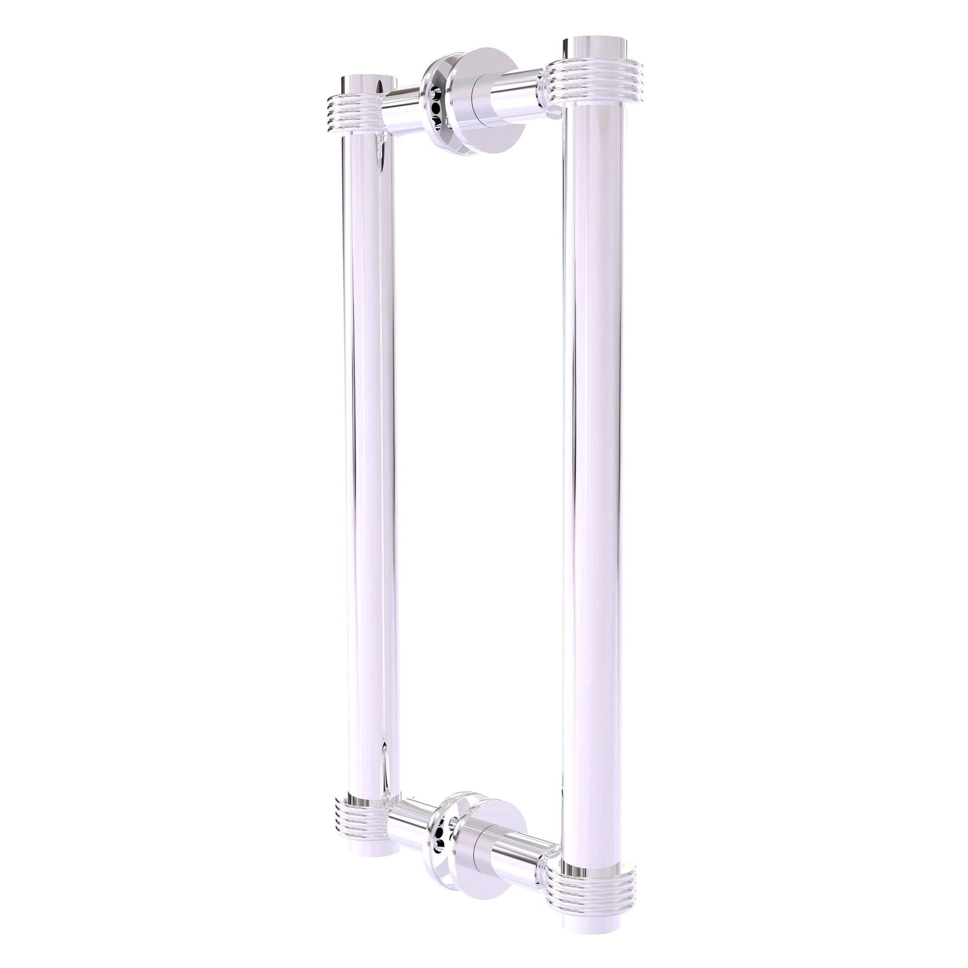 Allied Brass 404G-12BB 13.4" x 7.2" Polished Chrome Solid Brass Back-to-Back Shower Door Pull with Grooved Accent