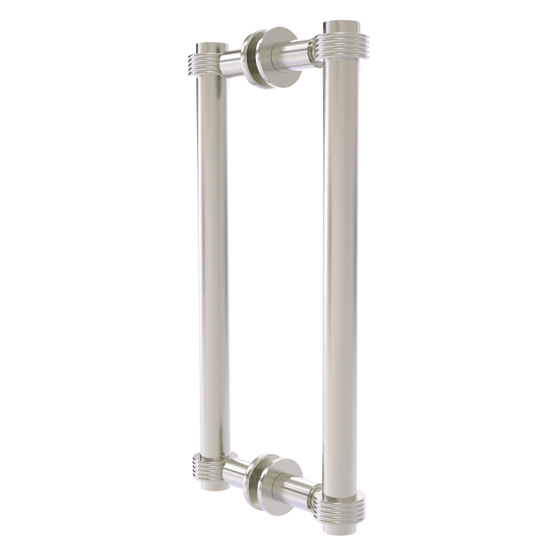 Allied Brass 404G-12BB 13.4" x 7.2" Satin Nickel Solid Brass Back-to-Back Shower Door Pull with Grooved Accent